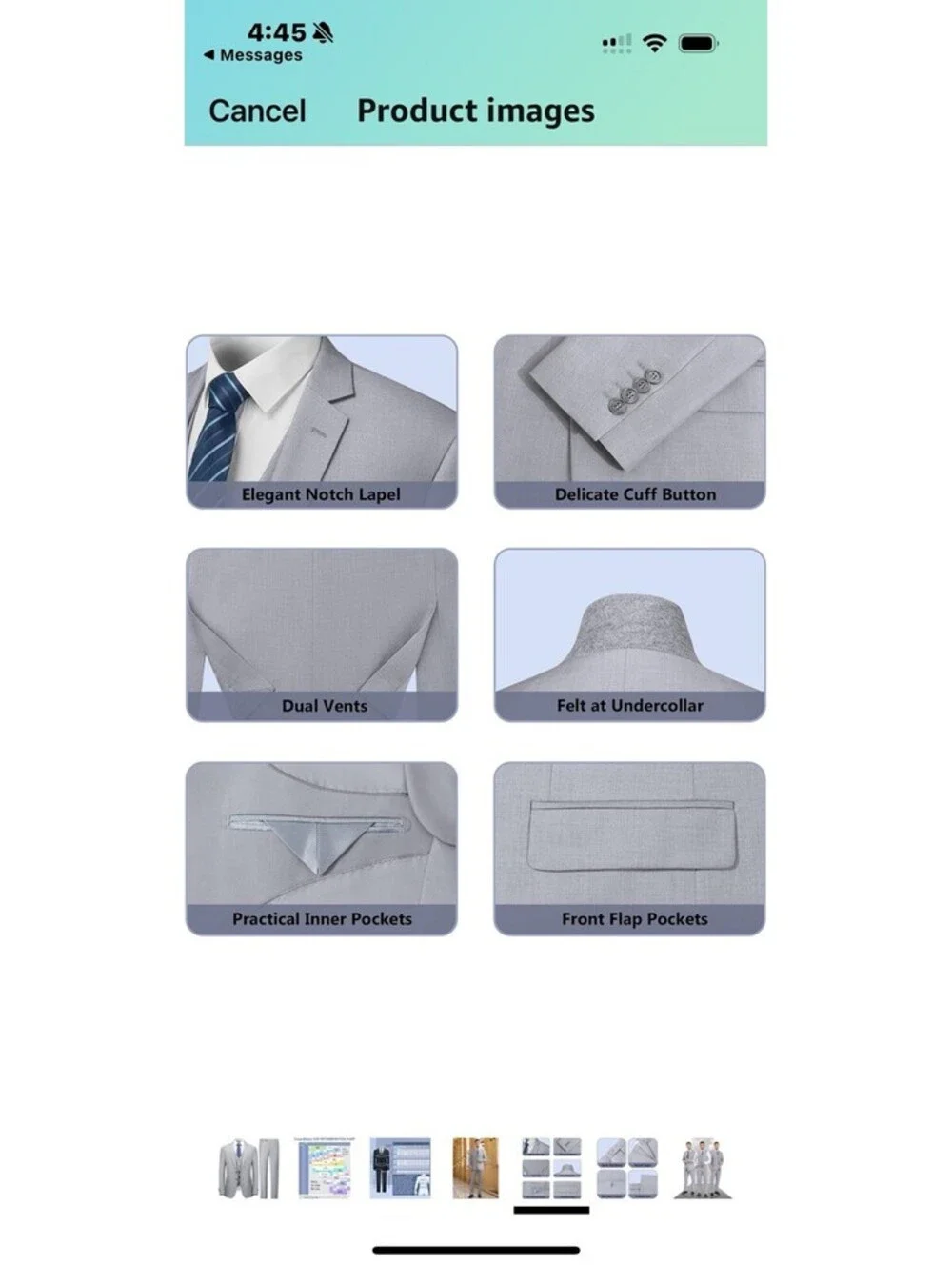 Cooper & Nelson Mens Suit Slim Fit  3 Piece Notch Lapel 1 Button L 38R